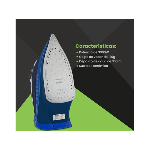 Plancha vapor cerámica Becken 3000W