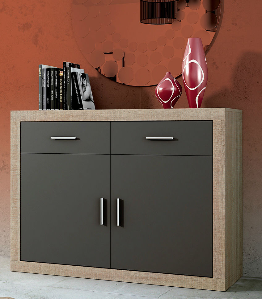 Aparador 2 puertas 120cm Mod. Lara Cambrian/Grafito