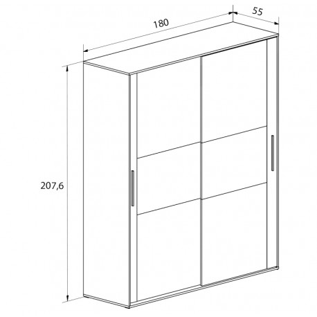 Armario 2 Puertas Corredera Cabra Blanco/Grafito - Imagen 3
