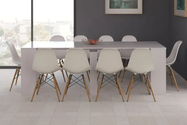 Mesa de comedor extensible Blanco brillo - Imagen 2