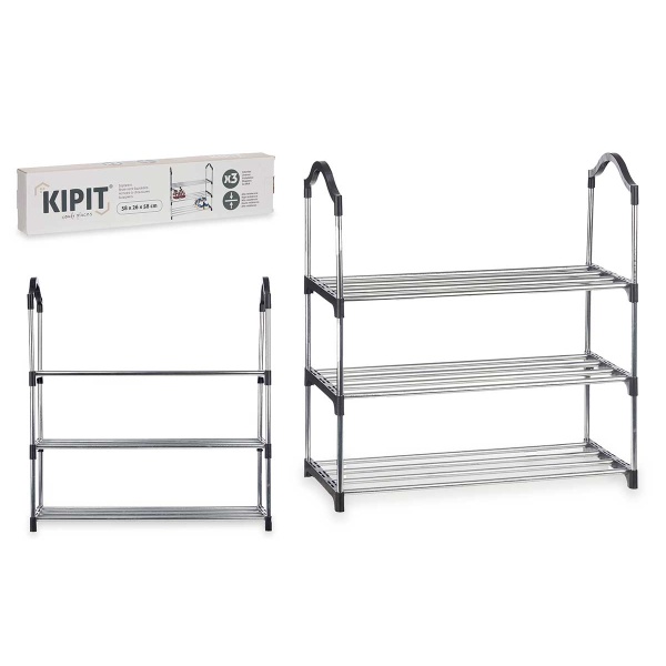 Zapatero 3 alturas 3 barras estantes – Negro