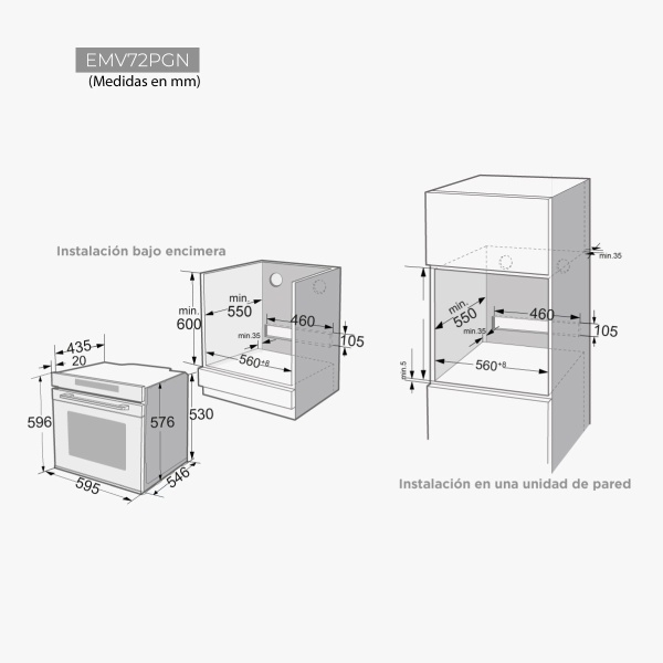 Horno 13 funciones Cristal Negro Pirolítico EAS