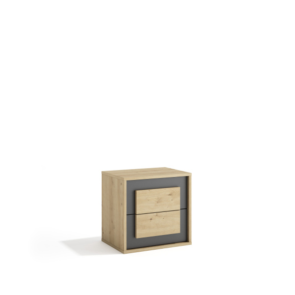 Mesita de noche 2c Atenea Roble/Negro