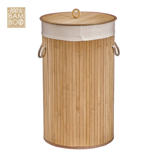 Cesto para ropa bambú forrado con tela
