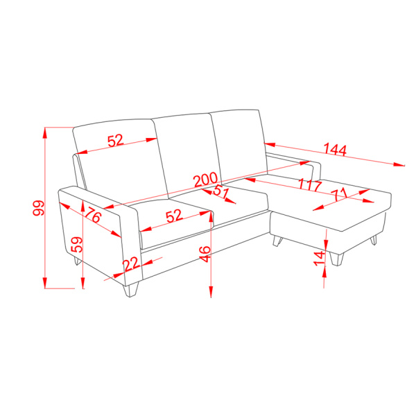 Chaiselongue Duque reversible Tap. Nolia