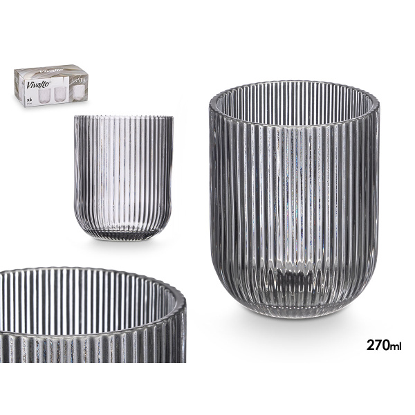 Vaso color gris rayas 270 ml