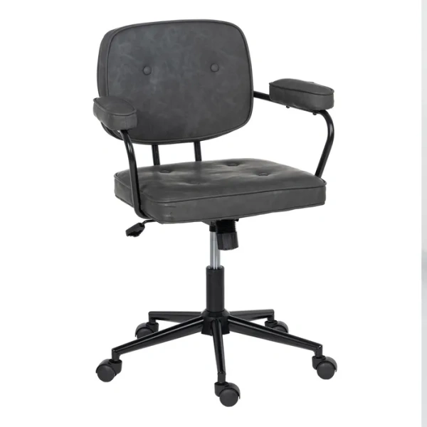 Silla escritorio negro metal / Simil piel