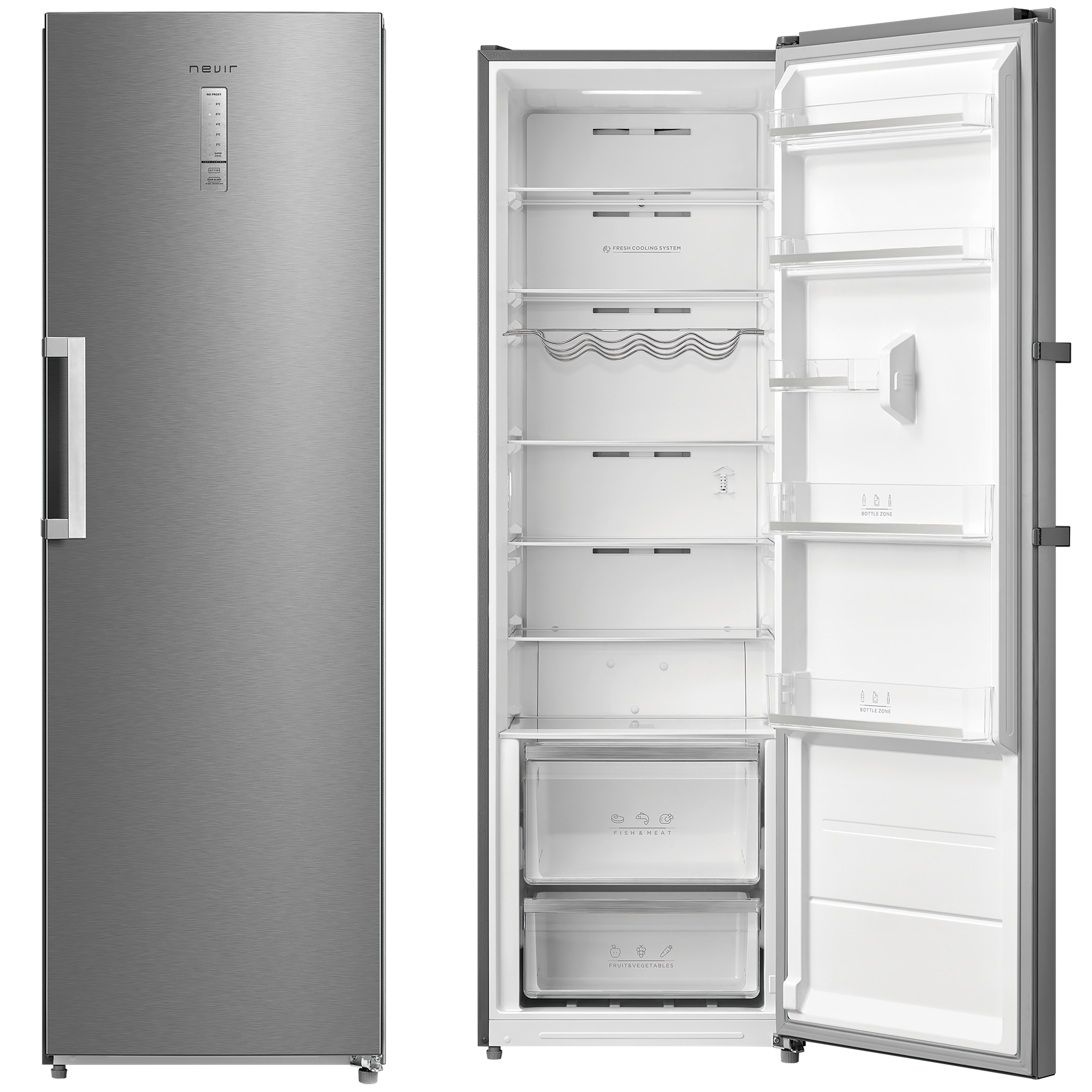 Frigorífico 1P 185CM No Frost Inox Nevir - Imagen 3