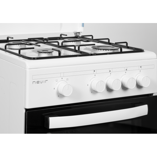 Cocina de gas 50cm 4f Blanco Nevir