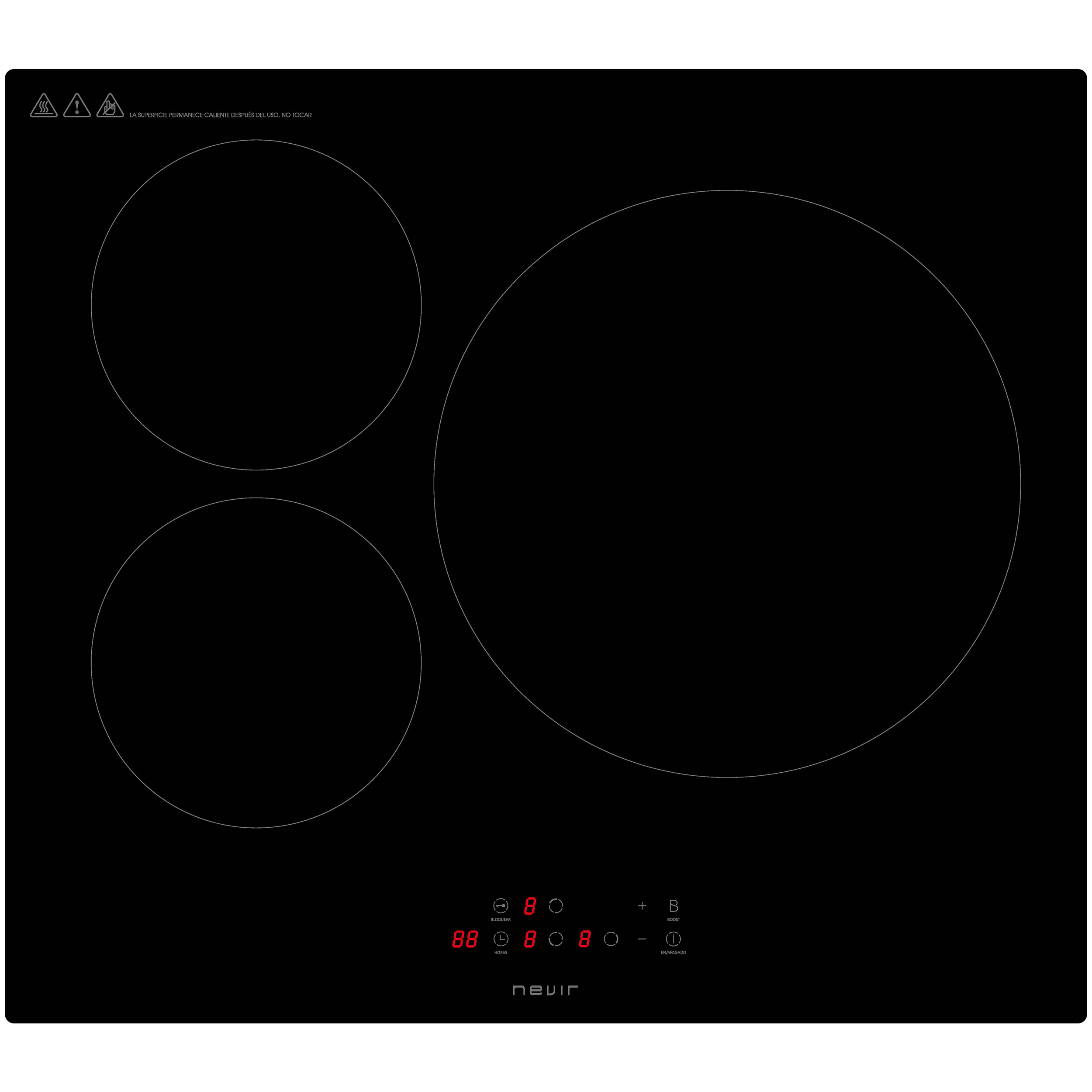 Placa inducción 3 zonas Nevir